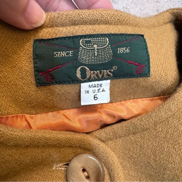 Vintage Orvis Wool Cropped Camel Blazer Jacket Size 6 - Picture 4 of 10